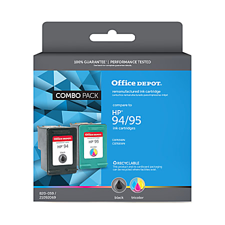Office Depot® Brand Remanufactured Black And Tri-Color Ink Cartridge Replacement For HP 94, 95 Pack Of 2, OD9495
