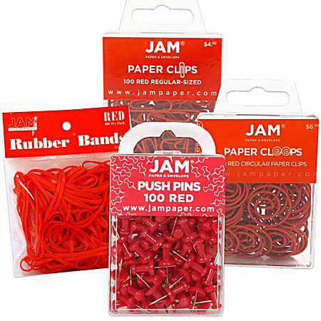JAM Paper® 4-Piece Office Set, Red