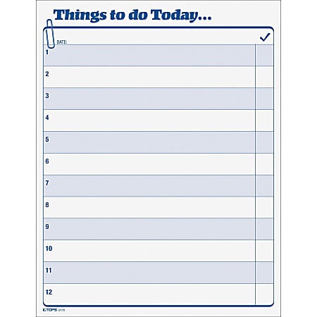 TOPS Things To Do Today Pad - 100 Sheet(s) - 11" x 8 1/2" Sheet Size - White Sheet(s) - Blue Print Color - 100 / Pad