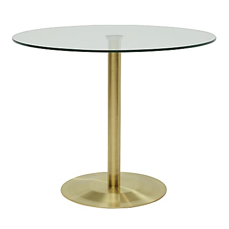 Eurostyle Ava Bistro Table, 28-2/5"H x 36"W x 36"D, Clear/Brushed Gold