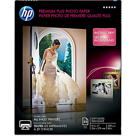 HP Premium Plus Photo Paper for Inkjet Printers, Soft Gloss, Letter ...