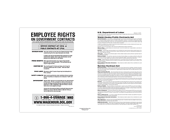 ComplyRight™ Federal Contractor Posters, Walsh-Healey Public/Service Contracts, English, 11" x 17"