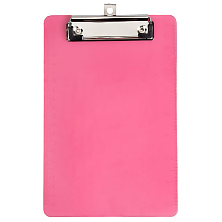 JAM Paper® Plastic Mini Clipboard, 6" x 9", Pink