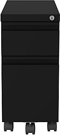Hirsh 20"D Vertical 2-Drawer Mobile File Cabinet, Black