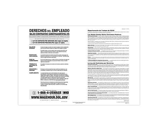 ComplyRight™ Federal Contractor Posters, Walsh-Healey Public/Service Contracts, Spanish, 11" x 17"