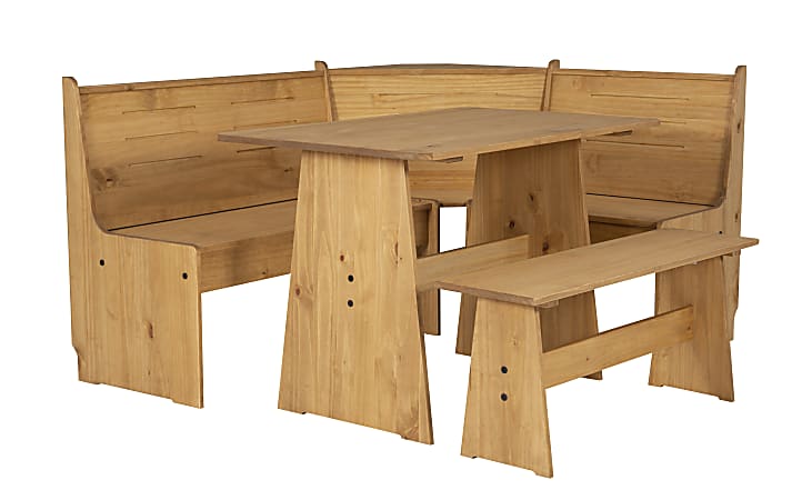 Linon Narci Corner Nook Set, 33-3/5"H x 63-3/4"W x 19-3/4"D, Natural