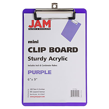 JAM Paper Plastic Mini Clipboard 6 x 9 Purple - Office Depot