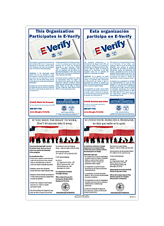 ComplyRight™ Federal Contractor Posters, E-Verify/Right To Work, Bilingual, 11" x 17"
