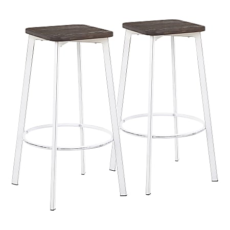 LumiSource Clara Square Bar Stools, Vintage White/Espresso, Set Of 2 Stools