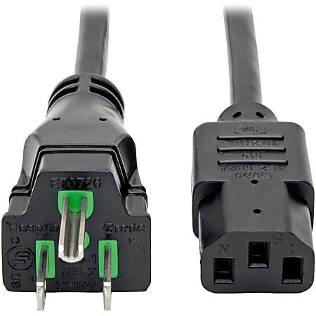 Eaton Tripp Lite Series Hospital-Grade Power Cord, NEMA 5-15P to C13 - Green Dot, 10A, 125V, 18 AWG, 10 ft. (3.05 m), Black - P006010HG10