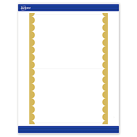 Avery® Printable Invitation Cards With Sure Feed®, S00-DK8-PRMWC10, 5" x 7", Matte White, Preprinted Gold Dots Edge Design, Pack Of 20