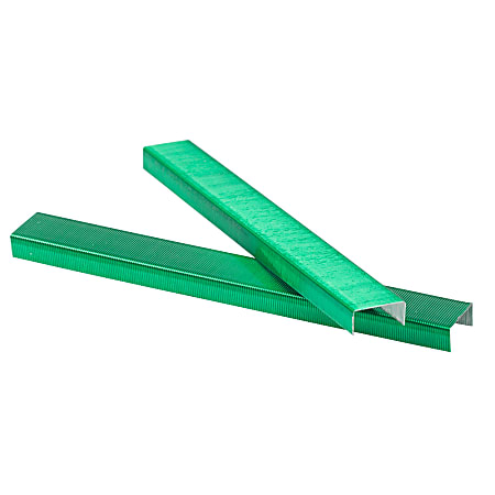 JAM Paper® Standard Staples, 1/2" Full Strip, Green, Box Of 5,000 Staples