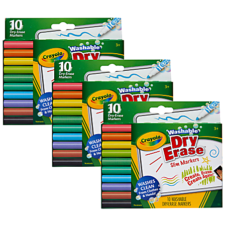 Crayola Washable Slim Dry Erase Markers Fine Tip Assorted Colors