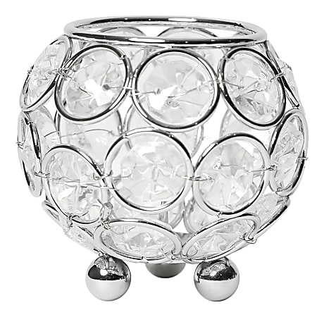 Elegant Designs Elipse Crystal Circular Bowl, 3"H x 3"W x 3"D, Chrome