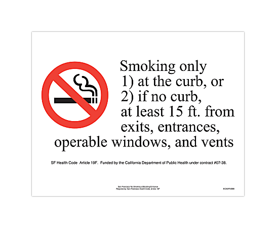 ComplyRight™ City & County Specialty Posters, No Smoking At Building Entrance, English, San Francisco, 8 1/2" x 11"