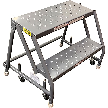 Louisville 2-step Steel Warehouse Ladder - 2 Step - 450 lb Load Capacity - 19" x 28" x 20" - Gray