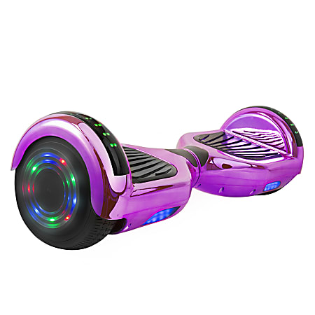 AOB Hoverboard With Bluetooth® Speakers, 7”H x 27”W x 7-5/16”D, Purple/Chrome