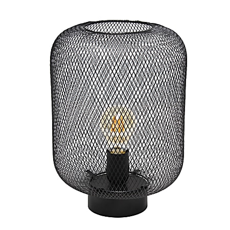 Simple Designs Metal Mesh Industrial Table Lamp, 12-3/16"H, Black