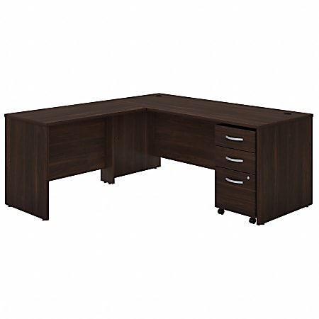 Bush® Business Furniture Studio C 72"W L-Shaped Desk With Mobile File Cabinet And 42"W Return, Black Walnut, Standard Delivery
