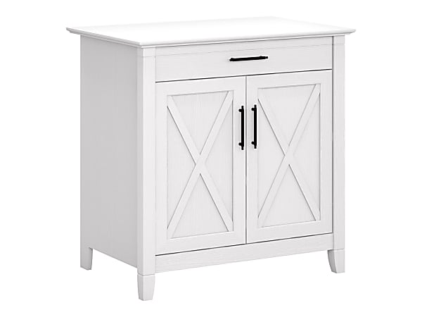 Bush Furniture Key West 30 W Secretary Desk With Keyboard Tray And Storage Cabinet Pure White Oak Standard Delivery Office Depot
