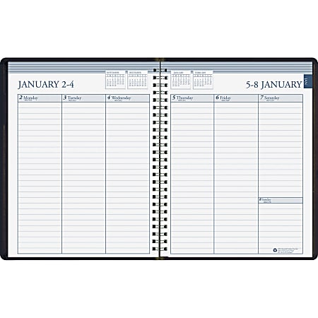 SKILCRAFT Weekly Appointment Planner - Yes - Weekly - 1 Year - January till December - 2 Week Double Page Layout - Paper - Black - Appointment Schedule, Reference Calendar