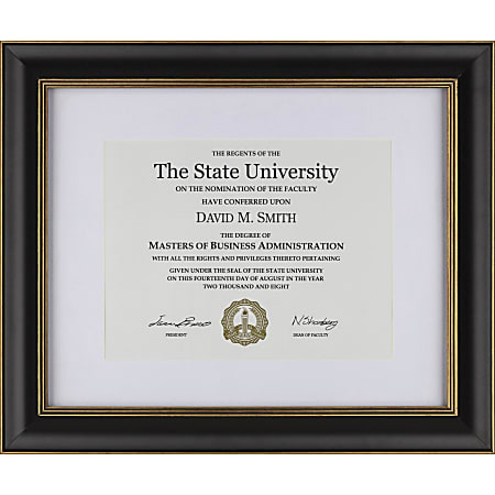 DAX Gold Accent Wood Document Frame - 18.10" x 15.10" Frame Size - Rectangle - Horizontal, Vertical - 1 Each - Black, Gold