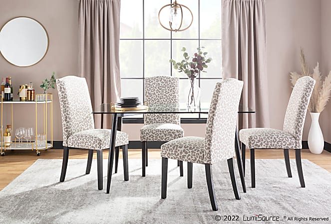 LumiSource Leopard Contemporary Dining Chairs, Gray/Black, Set Of 2 Chairs
