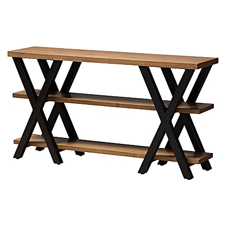 Baxton Studio Ricardo Console Table, Oak/Dark Bronze