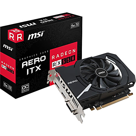 MSI RX 550 AERO ITX 4G OC AMD PCI-E Graphic Card - 128 bit Bus Width - DisplayPort - HDMI - DVI