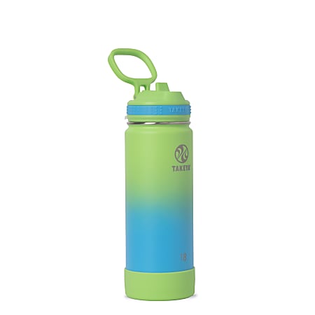 Takeya Actives Insulated Stainless Steel Water Bottle With Straw Lid, 18 Oz, Ombre Excitement