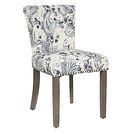 Office Star Kendal Fabric/Wood Dining Chair, Paisley Charcoal