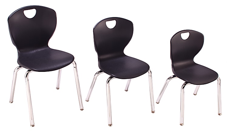 Scholar Craft™ Ovation Student Stacking Chairs, 18"H, Black/Chrome, Set Of 4
