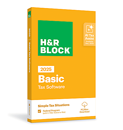 H&amp;R Block Basic Tax Software, 2025, Windows/Mac, Download/Product Key