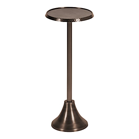 Kate and Laurel Sanzo Iron Round Drink Table, 23"H x 9"W x 9"D, Hammered Bronze