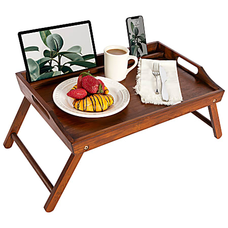 Rossie Home® Media Bed Tray, 13.9"H x 21.8"W x 2.6"D, Java Bamboo