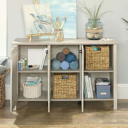 Sauder 48 W Horizontal Storage Cabinet With 3 Doors Chalk Oak