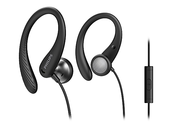 Philips TAA1105BK - Earphones with mic - ear-bud - over-the-ear mount - wired - 3.5 mm jack - black