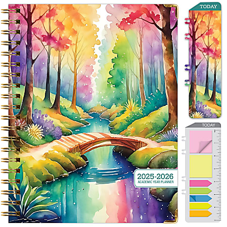 2025-2026 Global Printed Products Hardcover Fashion Daily/Weekly/Monthly Academic Planner, 8-1/2" x 11", Rainbow Trail, June 2025 To July 2026