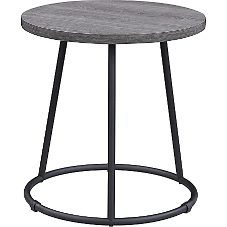 Lorell Round Side Table, 19-3/4" x 19", Weathered Charcoal/Black