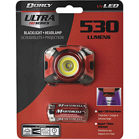 Dorcy Ultra HD 530 Lumen Headlamp - 530 lm LumenAAA - Battery - Water Resistant - Black, Red Dorcy Ultra HD 530 Lumen Headlamp - 530 lm LumenAAA - Battery - Water Resistant - Black, Red