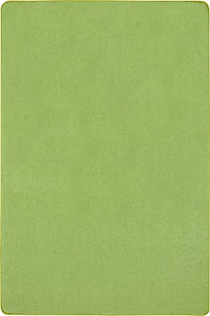Joy Carpets Kid Essentials Solid Color Rectangle Area Rug, Just Kidding, 6’ x 9', Lime Green