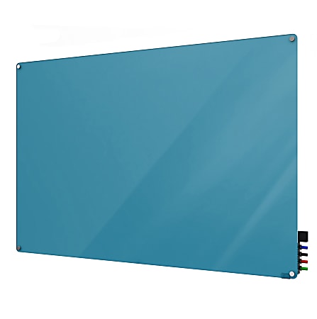 Ghent Harmony Magnetic Glass Unframed Dry-Erase Whiteboard, 24" x 36", Blue