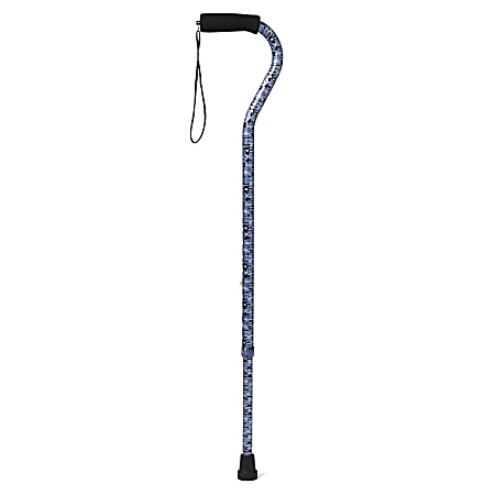Medline Adjustable Aluminum Offset-Handle Cane, 29" - 38", Blue Camo