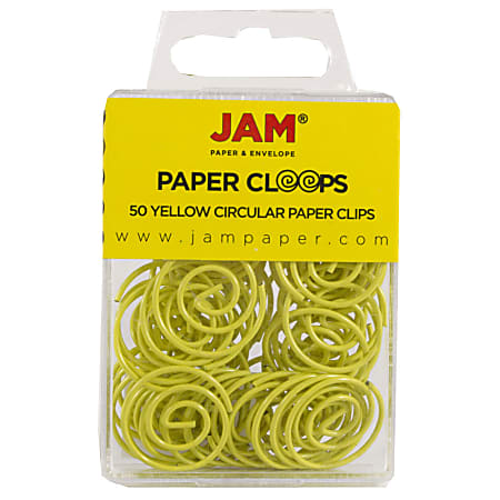 JAM Paper® Circular Paper Clips, 1", Yellow, Box Of 50 Clips