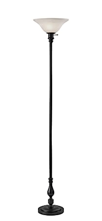 Adesso Claret Torchiere, Black with White Alabaster Shade