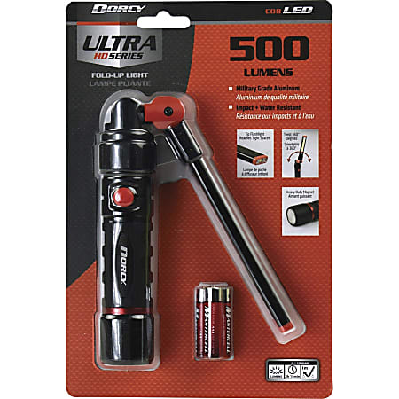 Dorcy Ultra HD Series Foldable Flashlight - LED - 500 lm Lumen - 3 x AAA - Battery - Impact Resistant, Water Resistant - Black, Red Dorcy Ultra HD Series Foldable Flashlight - LED - 500 lm Lumen - 3 x AAA - Battery - Impact Resistant, Water Resistant - Black, Red
