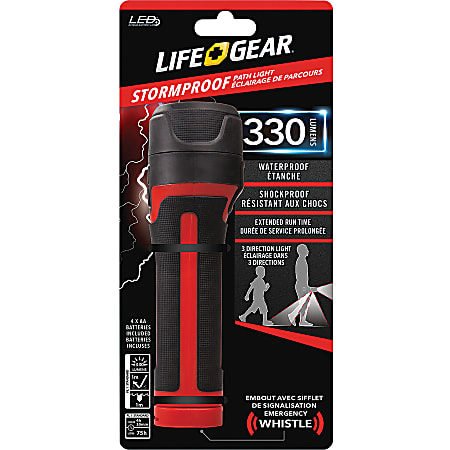 Life+Gear Stormproof Path Light - 150 lm Lumen - 4 x AA - Battery, USB - Water Proof, Impact Resistant, Weather Resistant, Slip Resistant - Black, Red
