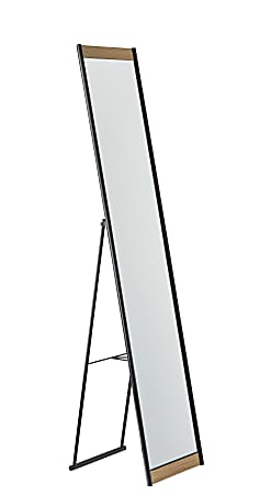 Adesso® Albert Rectangle Floor Mirror, 60-1/4” x 13-7/16”W x 14-7/16”D, Black/Natural