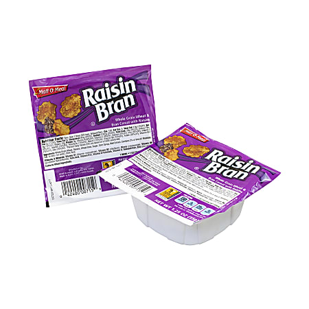 Malt-O-Meal Raisin Bran Cereal Bowls, 1 Oz, Pack Of 96 Boxes