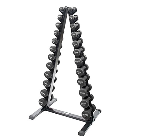 Power Systems Neoprene Dumbbell Rack With Weight Set, 50-1/2"H x 23"W x 28"D, Black, Total Qty 1